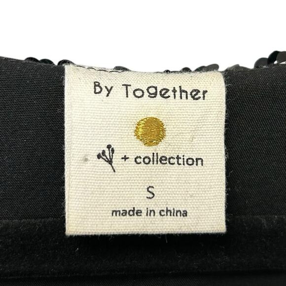 By Together Black Velvet Sequin Embellished Short Sleeve Mini Dress Womens Small - Picture 3 of 6